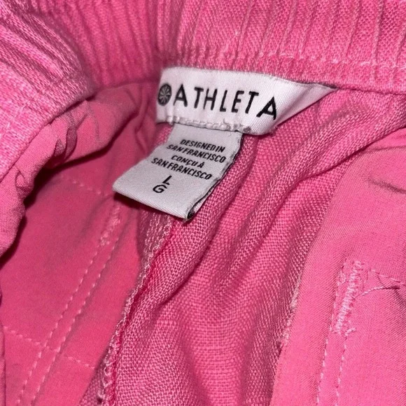 Athleta Retreat Linen High Rise Wide Leg Pant Bright Pink S/851038 - Picture 2 of 4